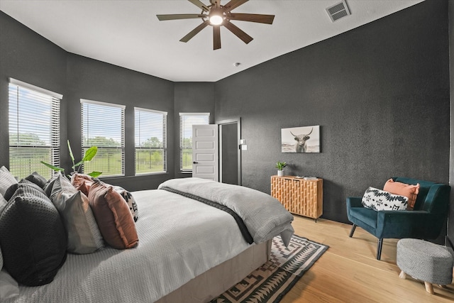 3805 Bluestem Blvd, Denton, TX 76226 - bedroom with light wood-style flooring and ceiling fan
