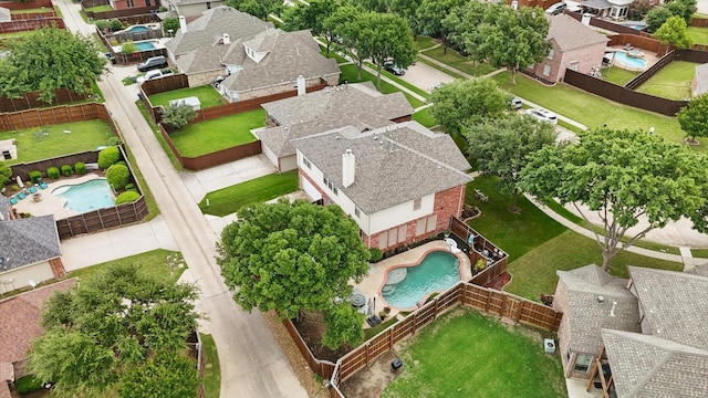 aerial view with a residential view