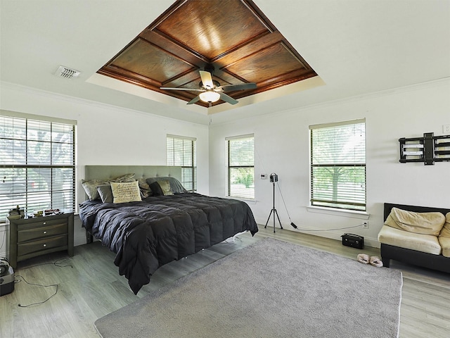 2802 Cinnamon Springs Rd, Glenn Heights, TX 75154 - bedroom featuring crown molding, a tray ceiling, and visible vents