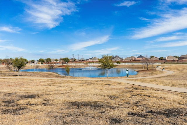 view of water feature with a residential view