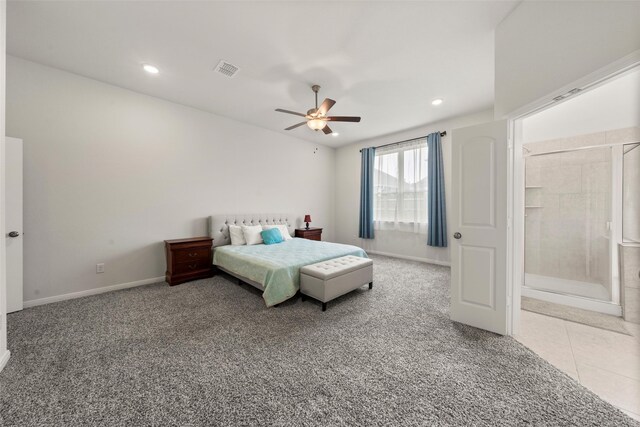 bedroom with visible vents, recessed lighting, and baseboards