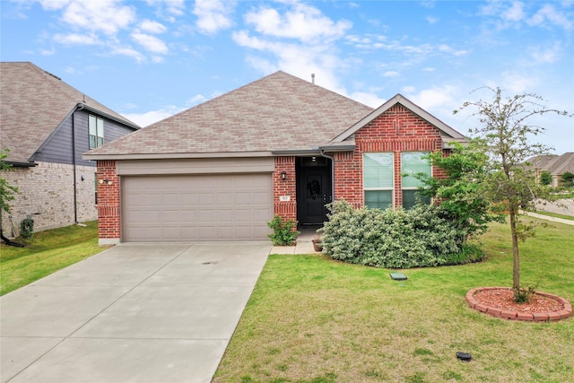 517 Williams Way, Van Alstyne, TX 75495 - view of front of property featuring an attached garage, a shingled roof, a front lawn, and driveway