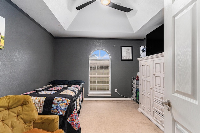 303 Valley View Ct, Rio Vista, TX 76093 - carpeted bedroom with ceiling fan and vaulted ceiling