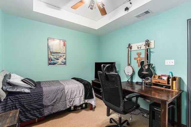 303 Valley View Ct, Rio Vista, TX 76093 - carpeted bedroom featuring ceiling fan and visible vents