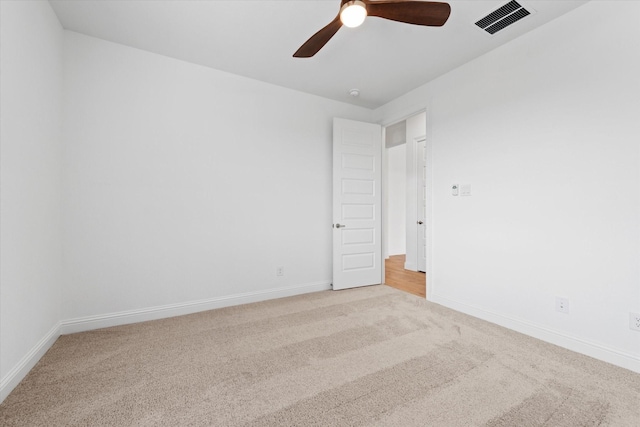 149 Highgate Ct, Boyd, TX 76023 - unfurnished bedroom featuring visible vents, carpet flooring, baseboards, and ceiling fan