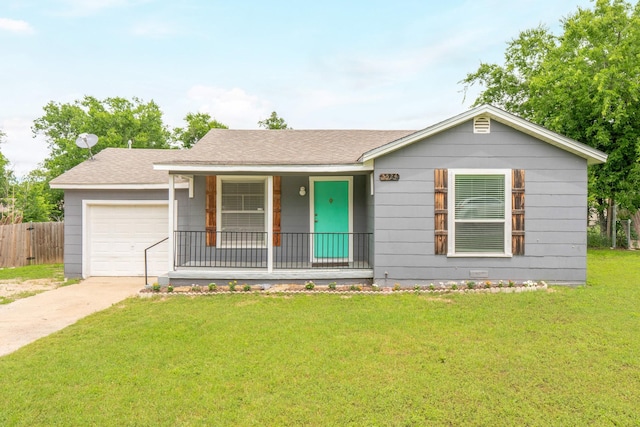 5524 Korth St, Sansom Park, TX 76114 - ranch-style home with driveway, a garage, a porch, and a shingled roof