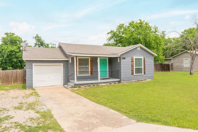 5524 Korth St, Sansom Park, TX 76114 - ranch-style house featuring a porch, an attached garage, concrete driveway, and a shingled roof