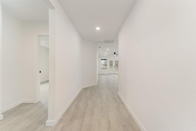 1130 Amsden Cir, Denison, TX 75020 - hall featuring recessed lighting, baseboards, light wood finished floors, and visible vents