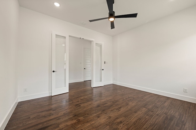 526 Windchase Dr, Haslet, TX 76052 - spare room with baseboards, dark wood finished floors, ceiling fan, and recessed lighting