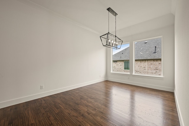 526 Windchase Dr, Haslet, TX 76052 - unfurnished dining area featuring a chandelier, dark wood-type flooring, and baseboards