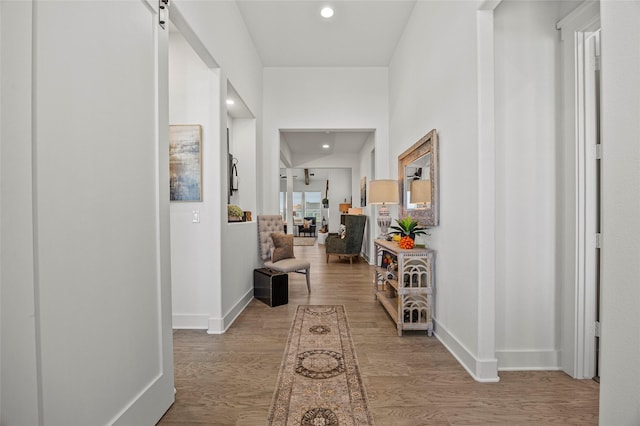 4771 Sasha Way, Caddo Mills, TX 75135 - hallway with recessed lighting, baseboards, and wood finished floors