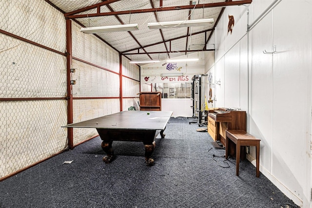 playroom with billiards and carpet