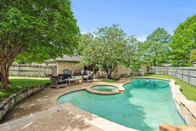 9008 Flicker Ln, Dallas, TX 75238 - view of pool with outdoor lounge area, a patio area, and a pool with connected hot tub