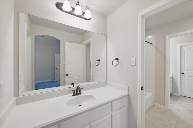 400 Sterling Rdg, Lantana, TX 76226 - full bathroom featuring baseboards, shower / bathtub combination, tile patterned floors, and vanity