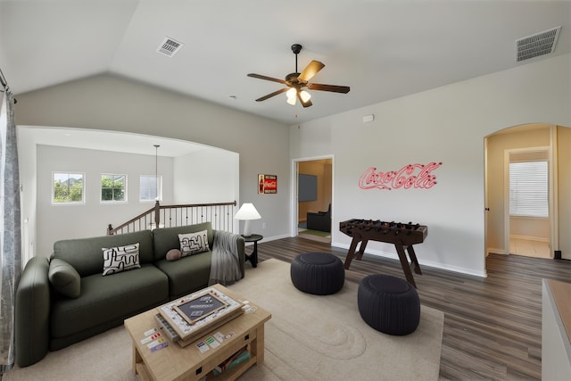400 Sterling Rdg, Lantana, TX 76226 - living area with visible vents, wood finished floors, and a ceiling fan