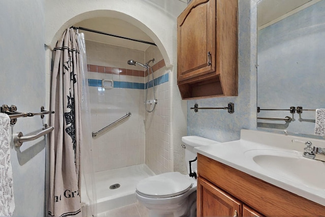 1907 Rambling Ridge Ln, Carrollton, TX 75007 - full bathroom with vanity, a stall shower, and toilet