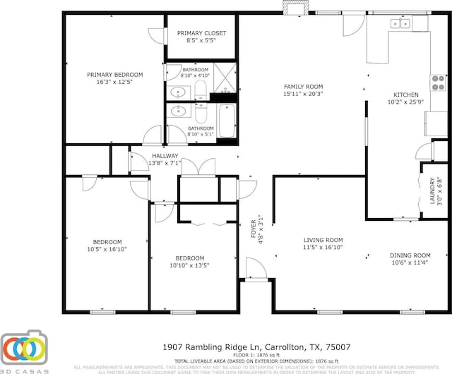 1907 Rambling Ridge Ln, Carrollton, TX 75007 - floor plan