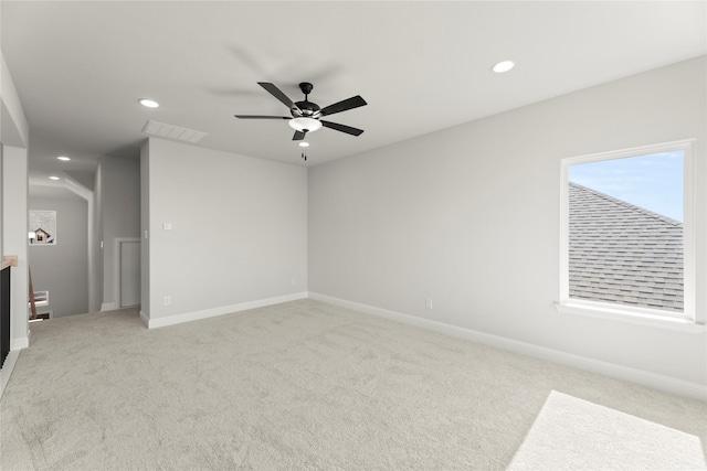 2206 Stratford Rd, Rockwall, TX 75087 - spare room featuring light colored carpet, recessed lighting, a ceiling fan, and baseboards