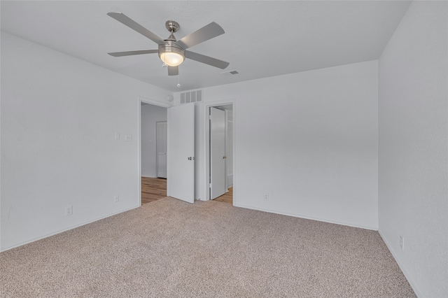 6034 Stoneybrook Dr, Fort Worth, TX 76112 - unfurnished room with light colored carpet, ceiling fan, visible vents, and baseboards
