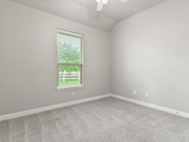 spare room with carpet floors, ceiling fan, baseboards, and a wealth of natural light