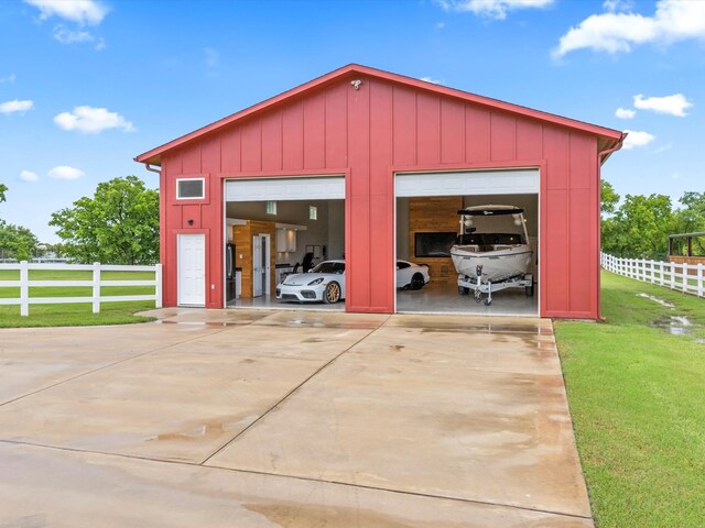detached garage with fence