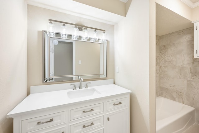 full bath featuring vanity and tub / shower combination