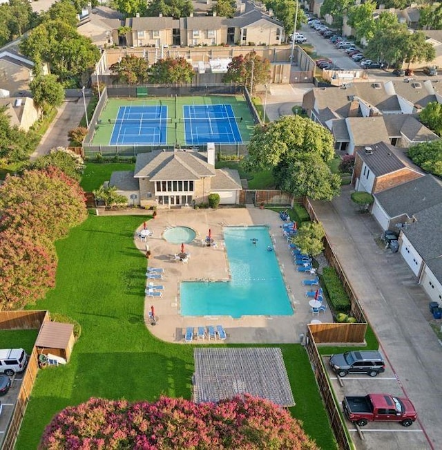 bird's eye view with a residential view