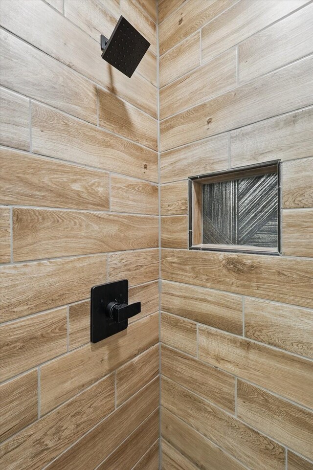 interior details with tiled shower