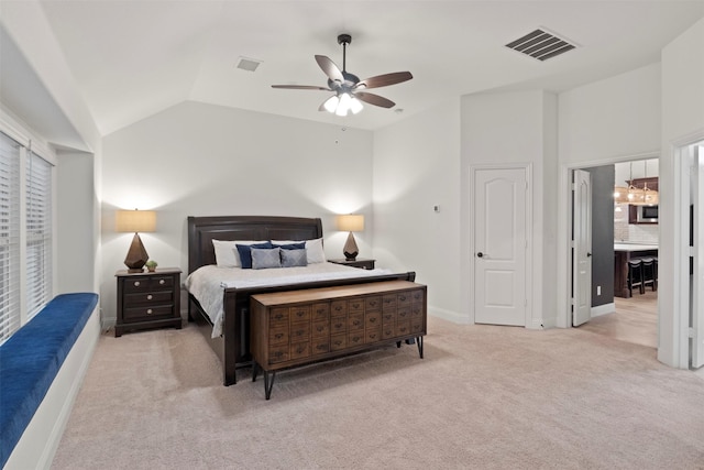 1248 Starlight Ave, Aubrey, TX 76227 - bedroom with carpet flooring, vaulted ceiling, ceiling fan, and baseboards