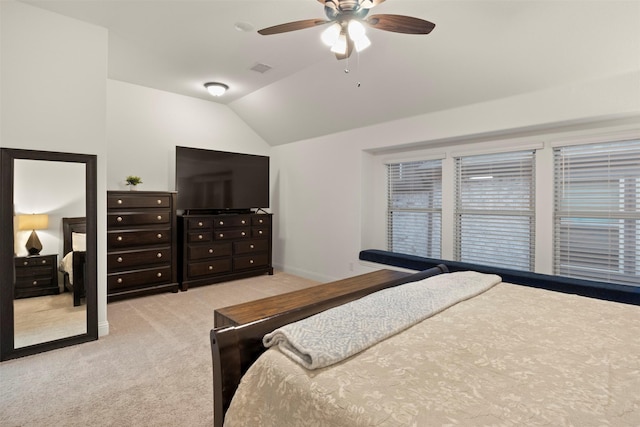 1248 Starlight Ave, Aubrey, TX 76227 - bedroom with carpet flooring, lofted ceiling, baseboards, and a ceiling fan