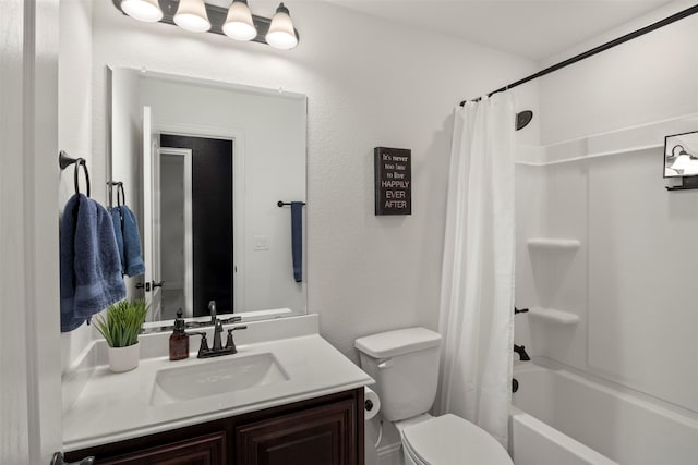 1248 Starlight Ave, Aubrey, TX 76227 - full bathroom featuring toilet, vanity, and shower / bathtub combination with curtain