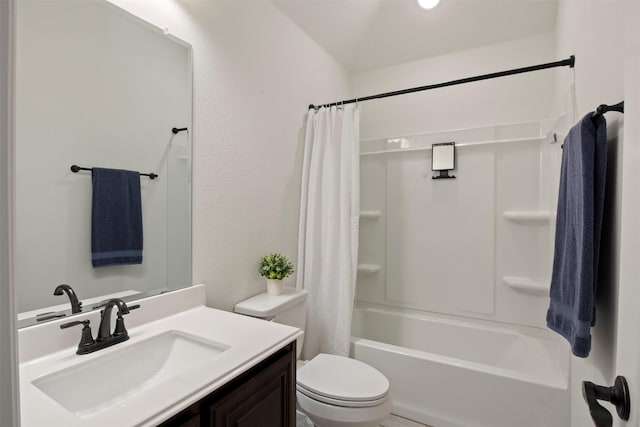 1248 Starlight Ave, Aubrey, TX 76227 - full bath with toilet, vanity, shower / bath combo, and a textured wall