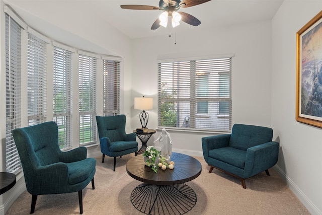 1248 Starlight Ave, Aubrey, TX 76227 - sitting room with carpet flooring, a ceiling fan, and baseboards