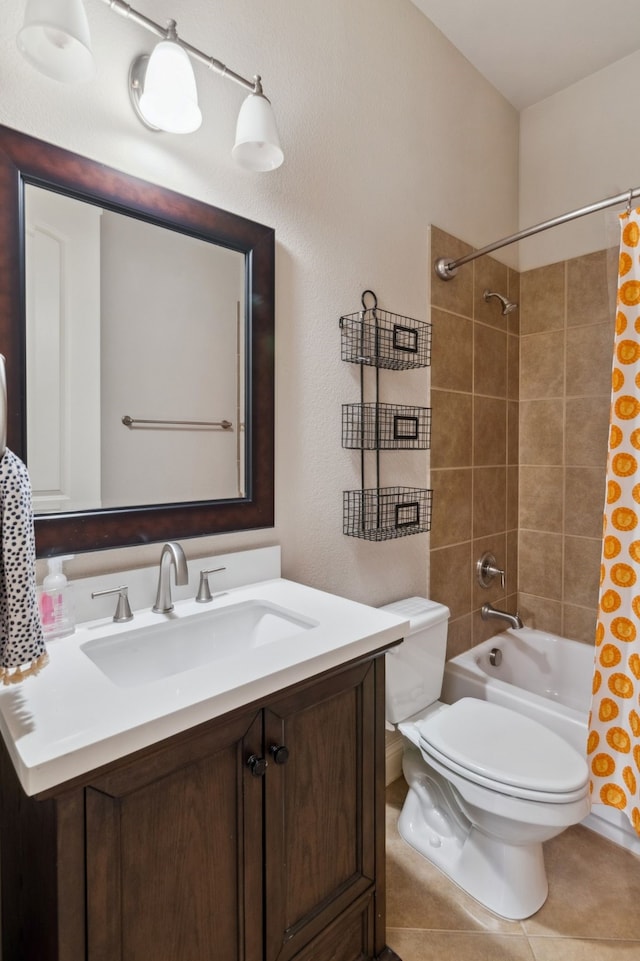 2206 Glasgow Dr, Trophy Club, TX 76262 - bathroom featuring toilet, vanity, tile patterned flooring, and shower / bath combo