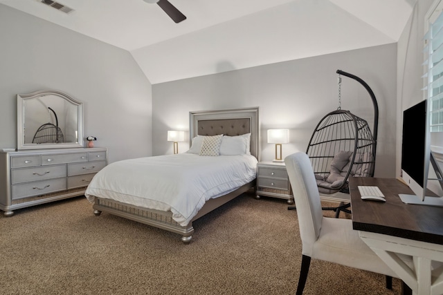 2206 Glasgow Dr, Trophy Club, TX 76262 - carpeted bedroom with vaulted ceiling and ceiling fan
