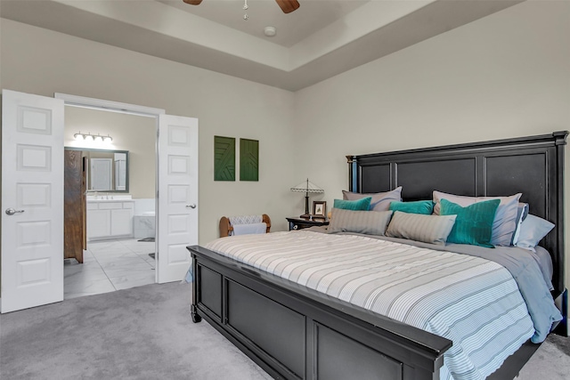 3213 Timberline Dr, Melissa, TX 75454 - bedroom with ceiling fan, marble finish floor, and connected bathroom
