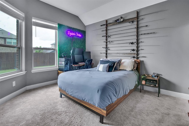 3213 Timberline Dr, Melissa, TX 75454 - carpeted bedroom featuring baseboards and lofted ceiling