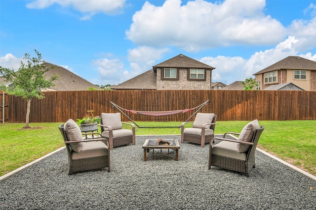 3213 Timberline Dr, Melissa, TX 75454 - view of patio / terrace featuring a fenced backyard and an outdoor fire pit