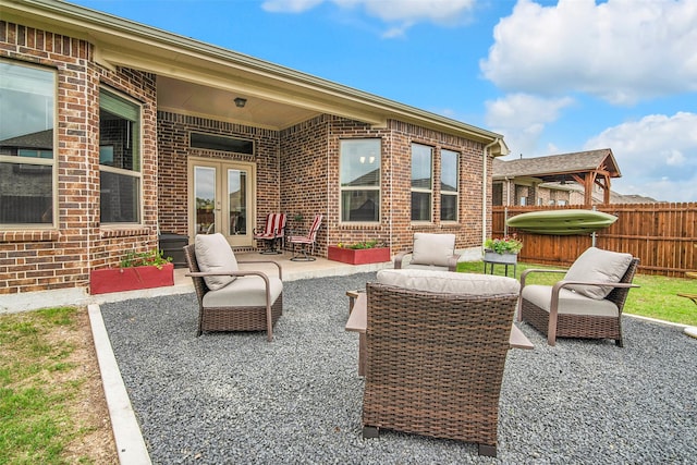 3213 Timberline Dr, Melissa, TX 75454 - view of patio featuring fence, a jacuzzi, and french doors