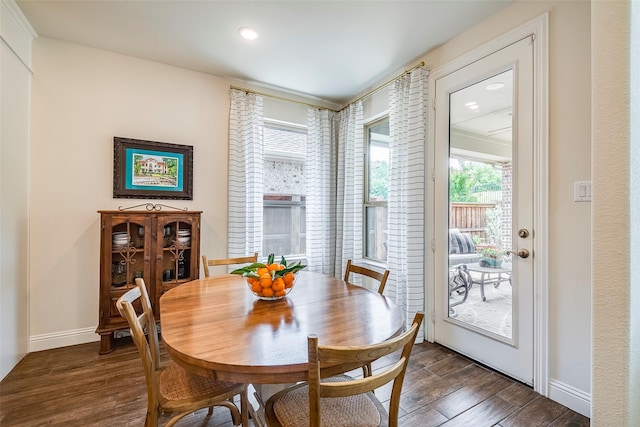 13845 Marys Ridge Rd, Fort Worth, TX 76008 - dining space with baseboards, dark wood finished floors, and a healthy amount of sunlight