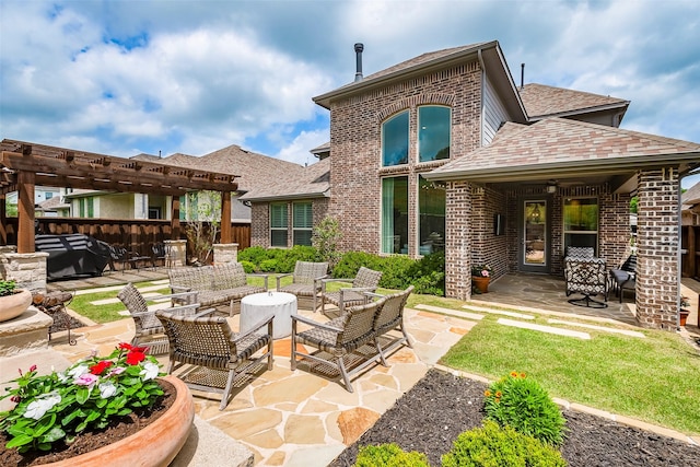 13845 Marys Ridge Rd, Fort Worth, TX 76008 - view of patio with fence, an outdoor living space, and a pergola