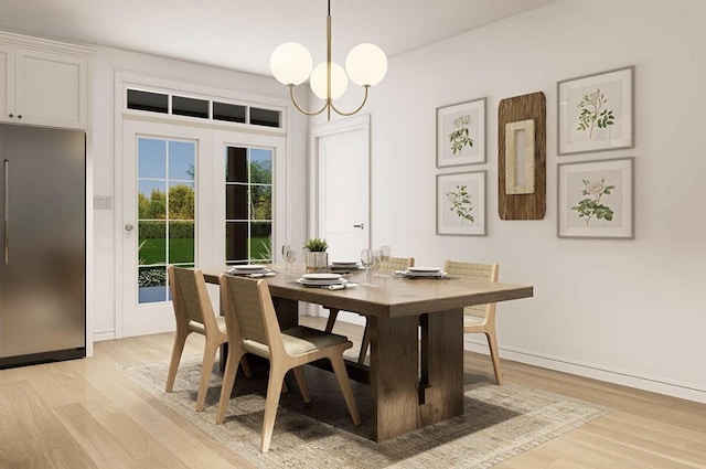 OttoTBD Thompson Road, Weatherford, TX 76087 - dining area with baseboards, light wood finished floors, and a notable chandelier