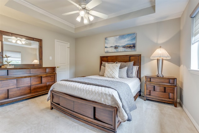 bedroom featuring ornamental molding, carpet, and multiple windows