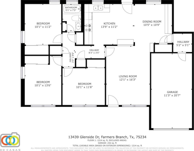 13439 Glenside Dr, Farmers Branch, TX 75234 - floor plan