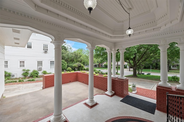 view of patio featuring a porch