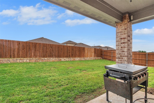 view of yard with a fenced backyard