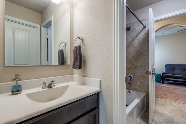 bathroom with vanity and shower / bathing tub combination