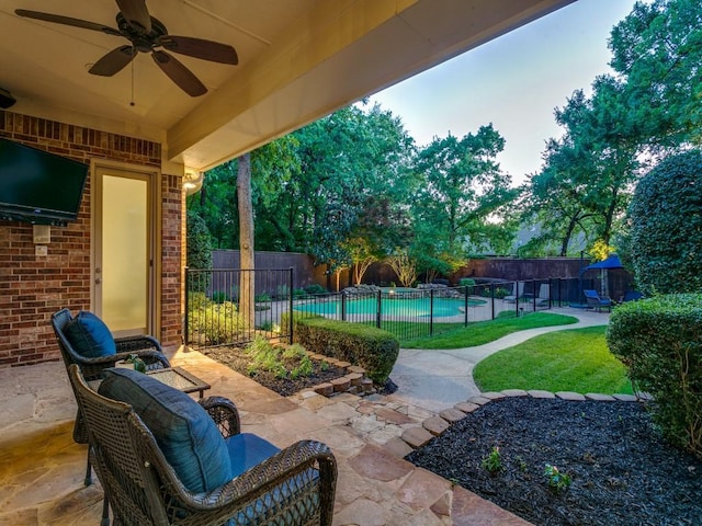 view of patio / terrace with a ceiling fan