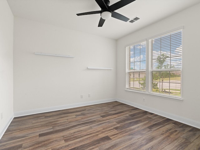 3601 Keechi Creek Dr, Celina, TX 75078 - unfurnished room with baseboards, a ceiling fan, visible vents, and wood finished floors