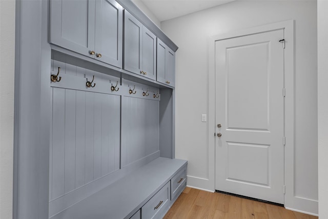 mudroom featuring light wood finished floors